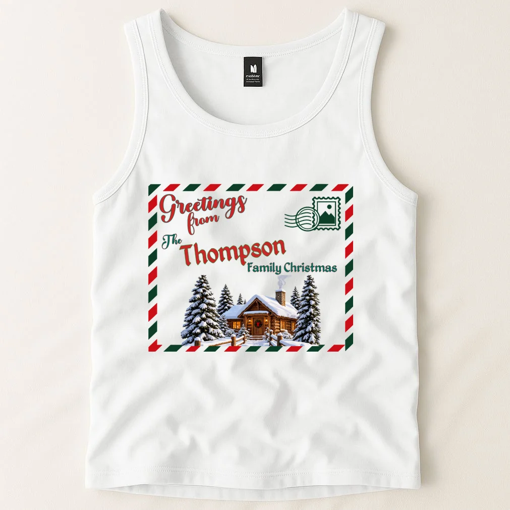 Custom Personalized Family Christmas Postcard Men's Tank Top - Front 1