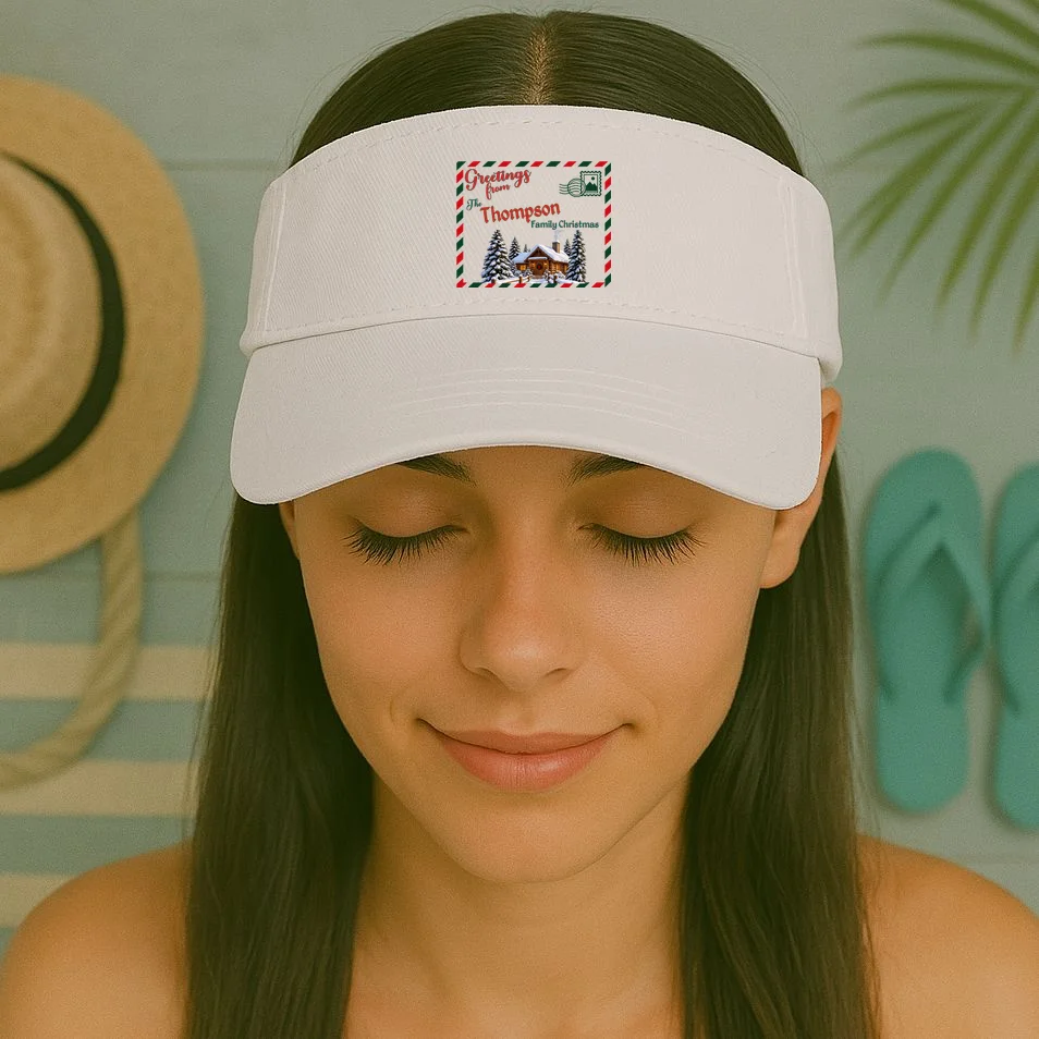 Custom Personalized Family Christmas Postcard Visor - Front 1