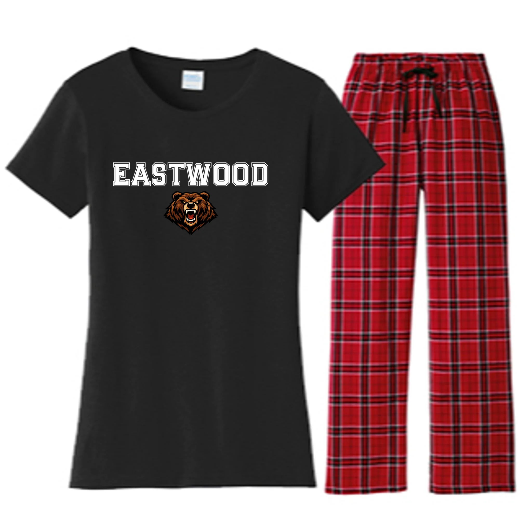 Custom School Mascot Logo Women's Flannel Pajama Set - Front