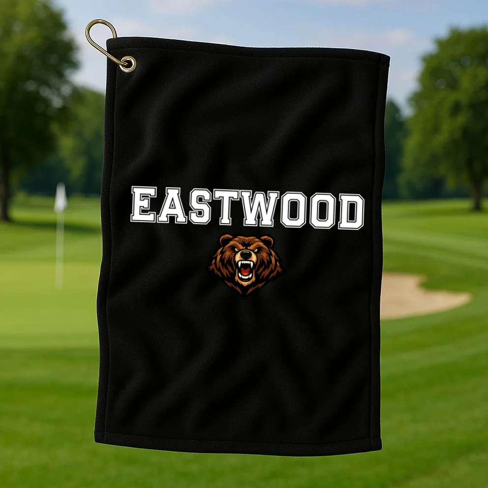 Custom School Mascot Logo Golf Towel - Front 1