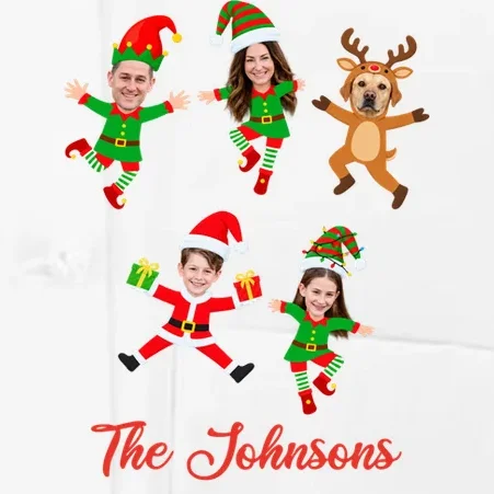 Personalized Christmas Elf Family Men's Chef Coat - Custom Photo & Name - Front - Close-up