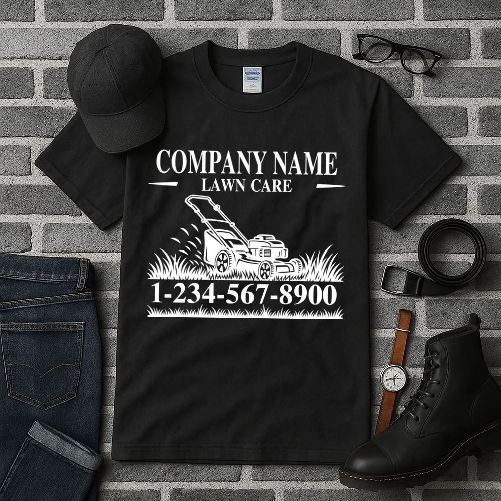 Custom Company Name Lawncare Tall T-Shirt - Front 2