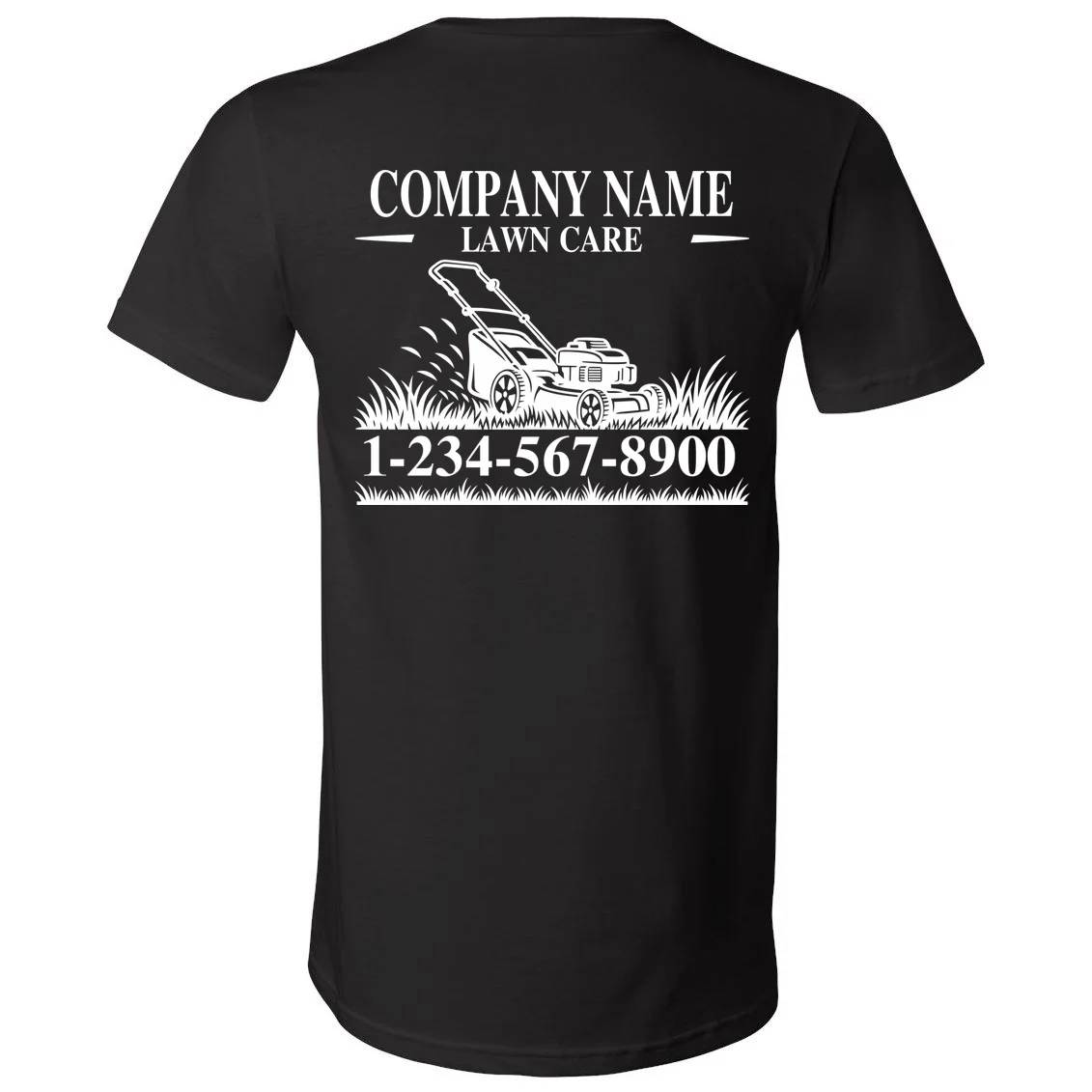 Custom Company Name Lawncare V-Neck T-Shirt - Back