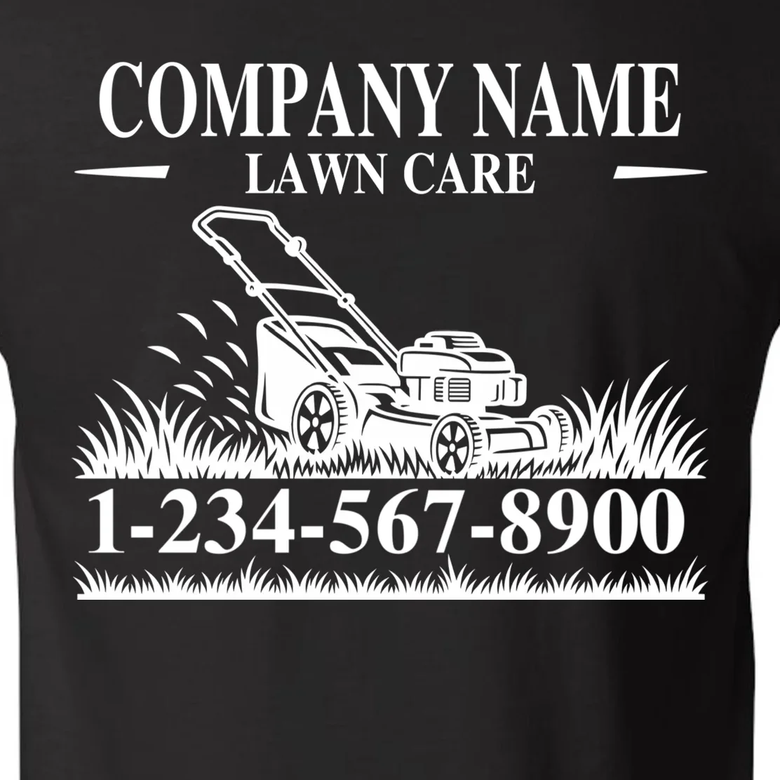 Custom Company Name Lawncare Bella+Canvas Men's V-Neck T-Shirt - Back - Close-up