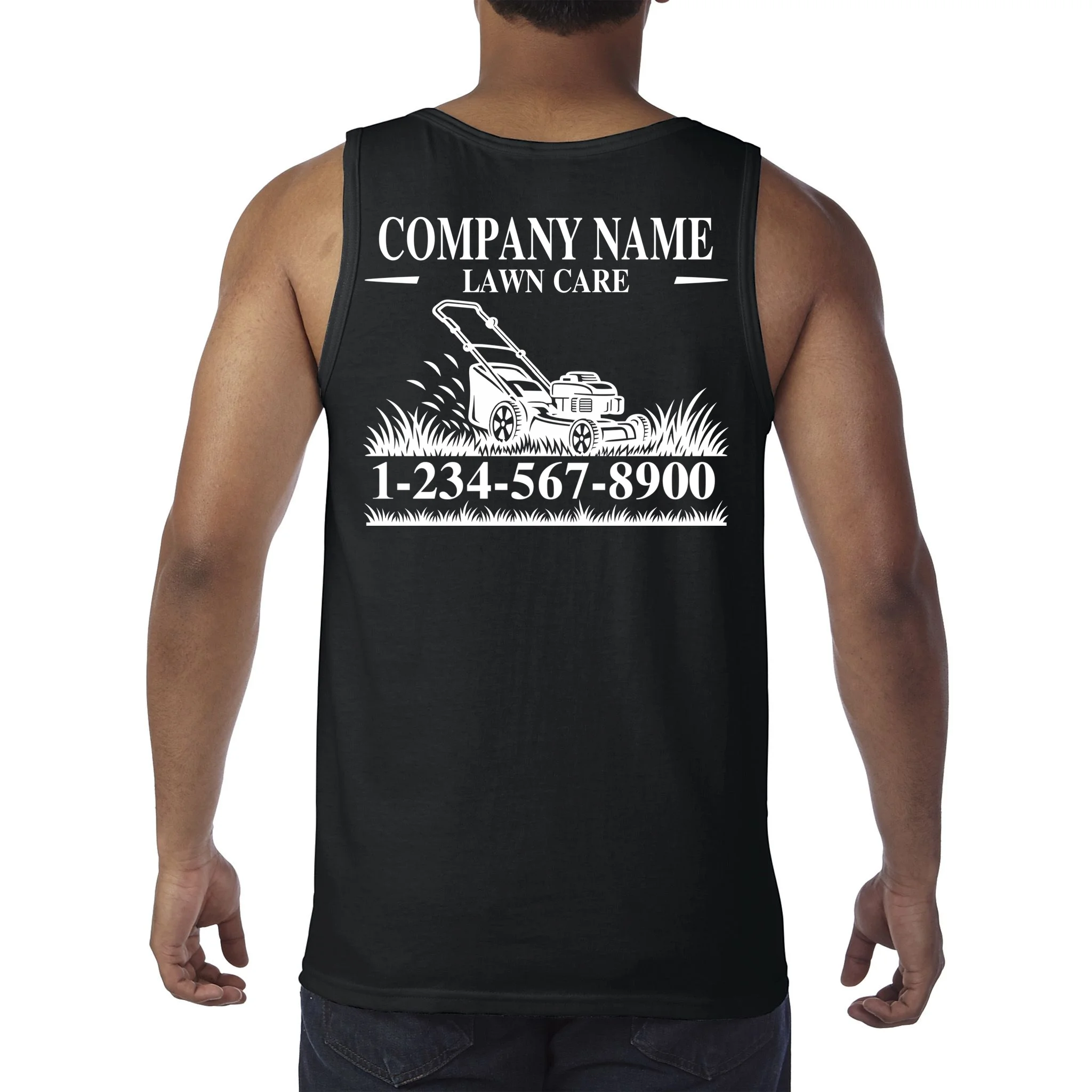 Custom Company Name Lawncare Tank Top - Back
