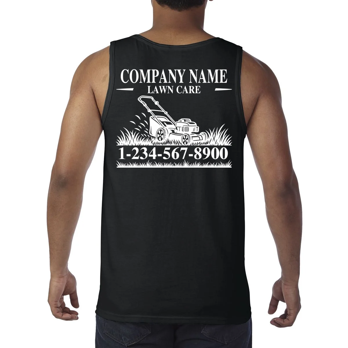 Custom Company Name Lawncare Tank Top - Back