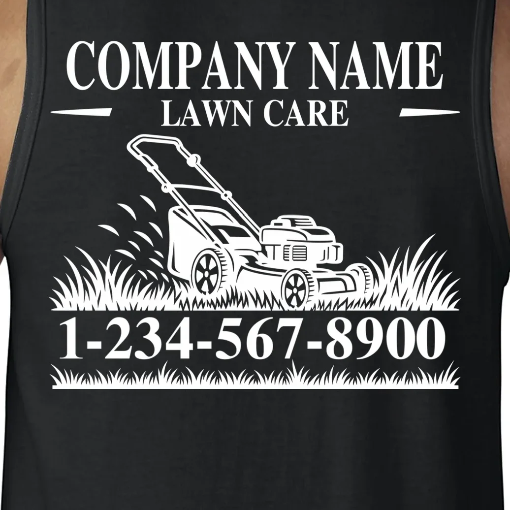 Custom Company Name Lawncare Men's Tank Top - Back - Close-up