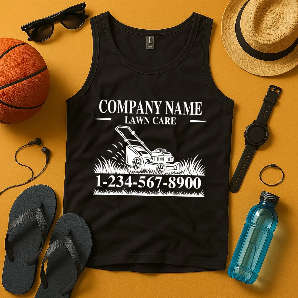 Custom Company Name Lawncare Tank Top - Front 3