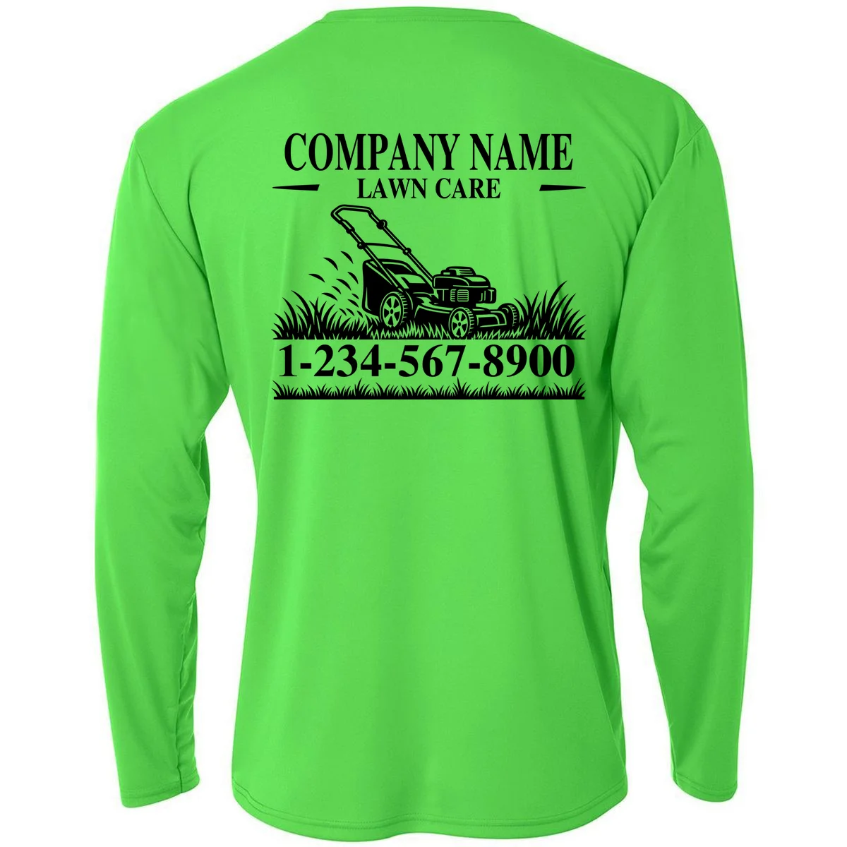 Custom Company Name Lawncare Performance Long Sleeve Shirt - Back