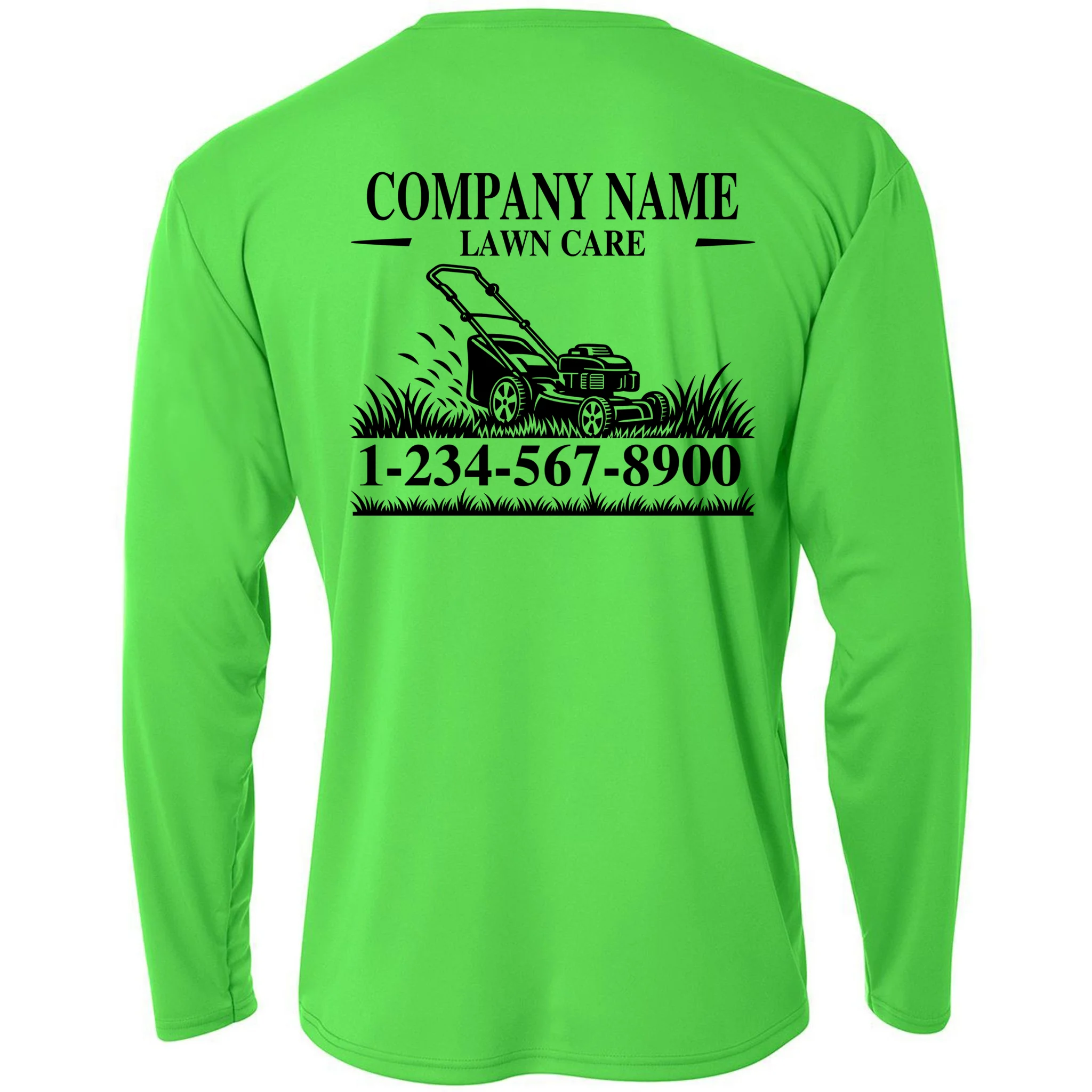 Custom Company Name Lawncare Men's Performance Long Sleeve Shirt - Back