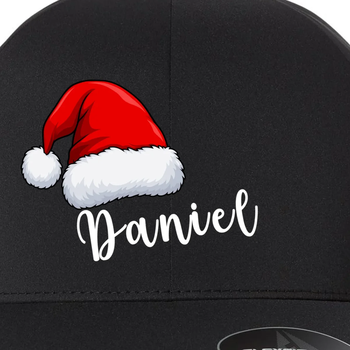 Custom Personalized Christmas Santa Hat Flexfit Men's Snapback Hat - Front - Close-up