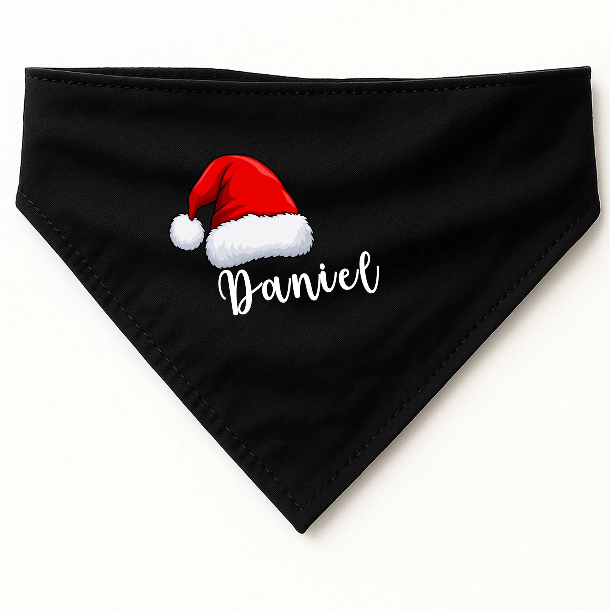 Custom Personalized Christmas Santa Hat Dog Bandana - Front
