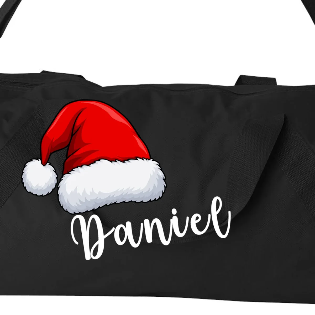 Custom Personalized Christmas Santa Hat Duffel Bag - Front - Close-up