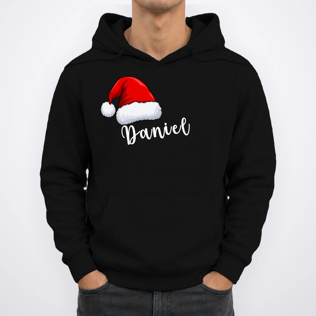 Custom Personalized Christmas Santa Hat Men's Hoodie - Front 1