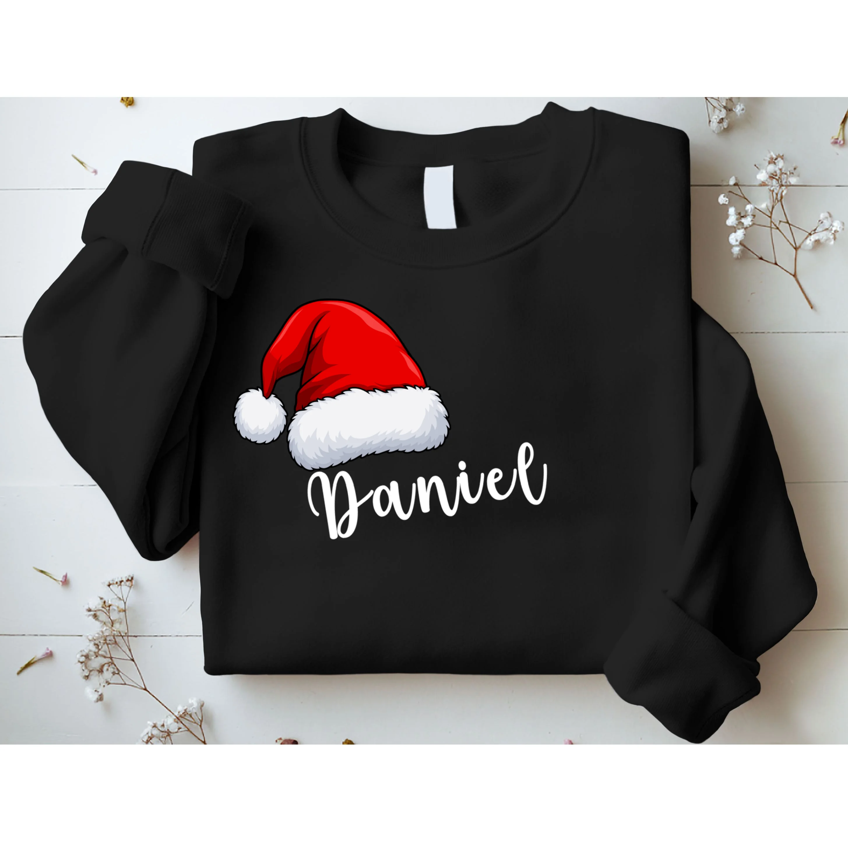 Custom Personalized Christmas Santa Hat Men's Sweatshirt - Front 1