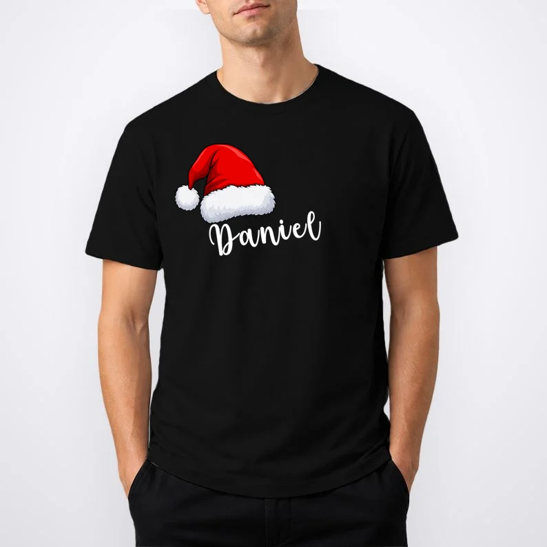 Custom Personalized Christmas Santa Hat Men's T-Shirt - Front 1