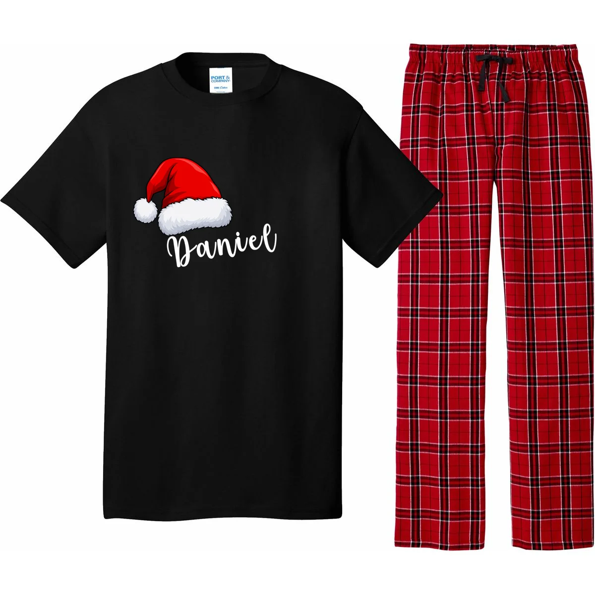 Custom Personalized Christmas Santa Hat Men's Pajamas - Front