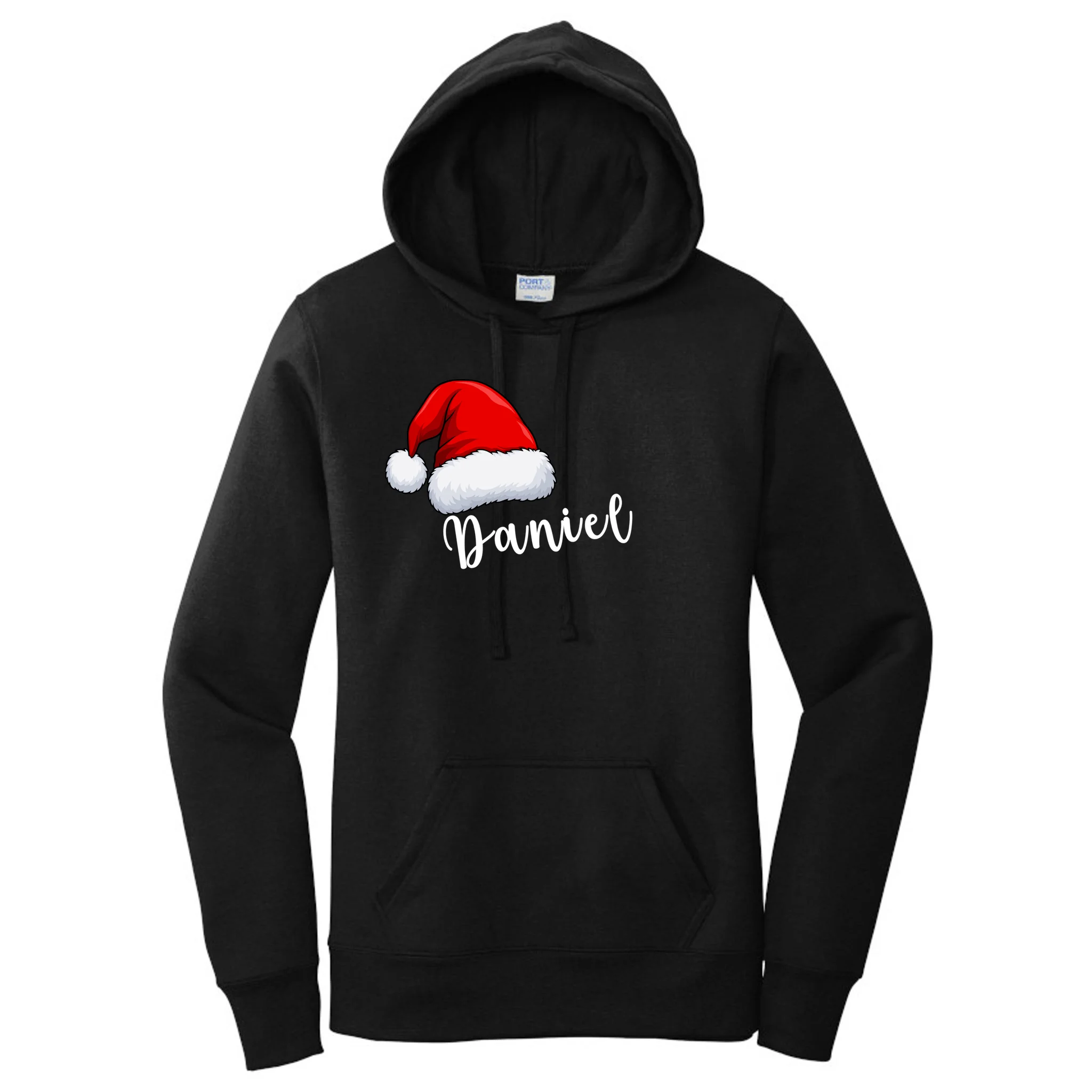 Custom Personalized Christmas Santa Hat Women's Pullover Hoodie - Front