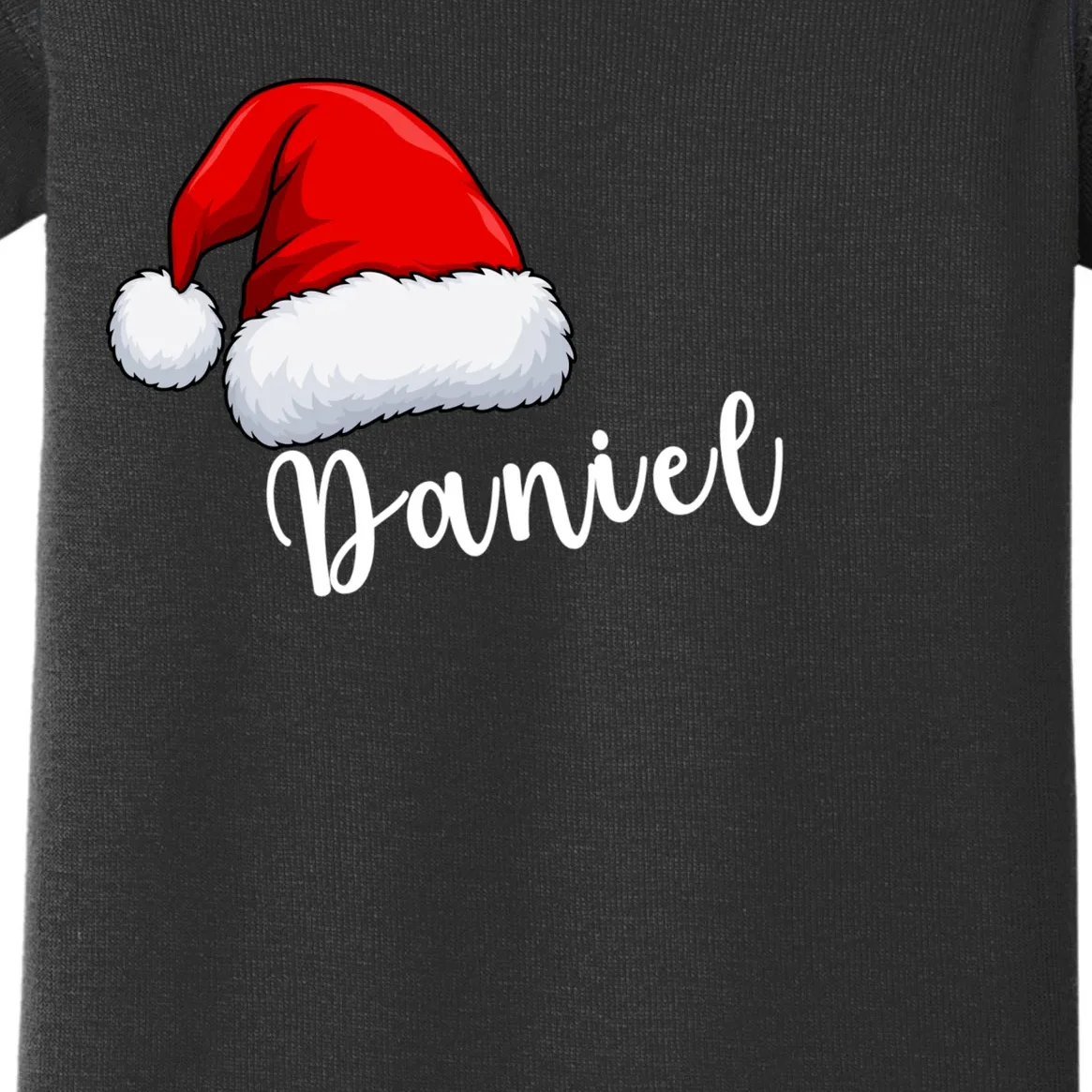 Custom Personalized Christmas Santa Hat Baby Bodysuit - Front - Close-up