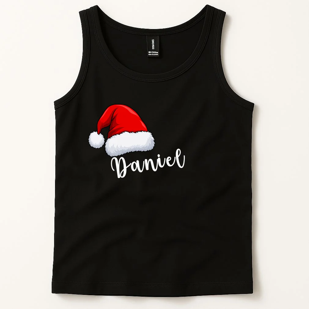 Custom Personalized Christmas Santa Hat Men's Tank Top - Front 1