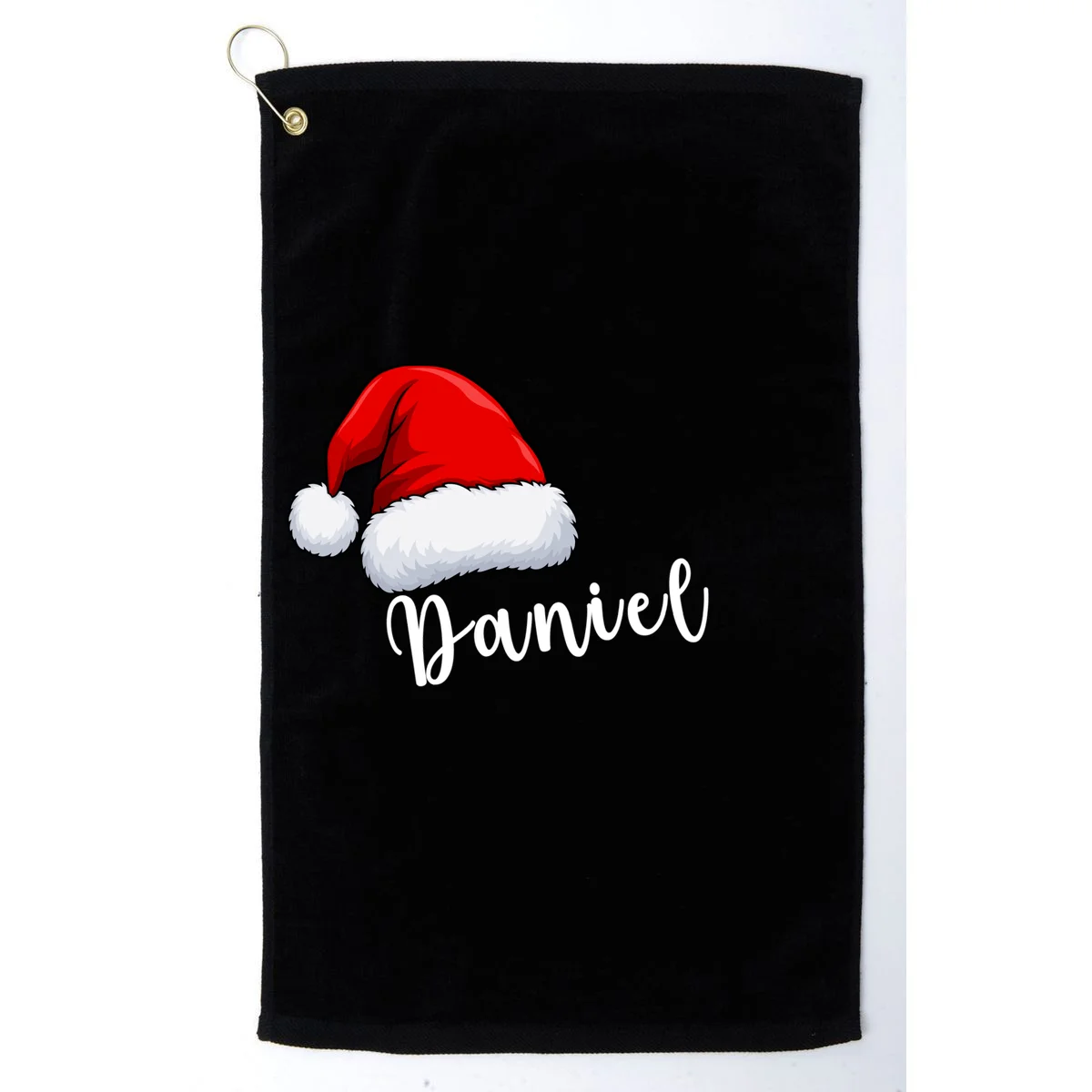 Custom Personalized Christmas Santa Hat Golf Towel - Front