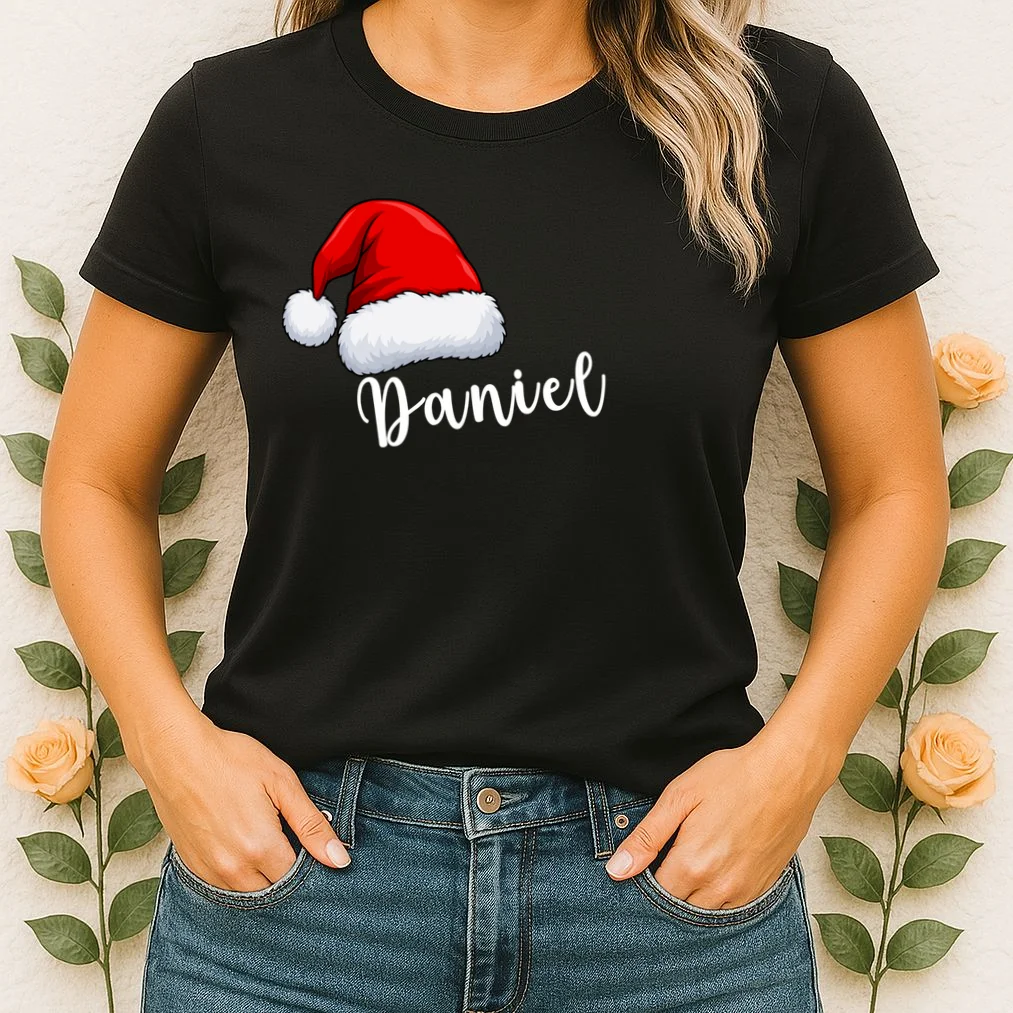Custom Personalized Christmas Santa Hat Women's T-Shirt - Front 1