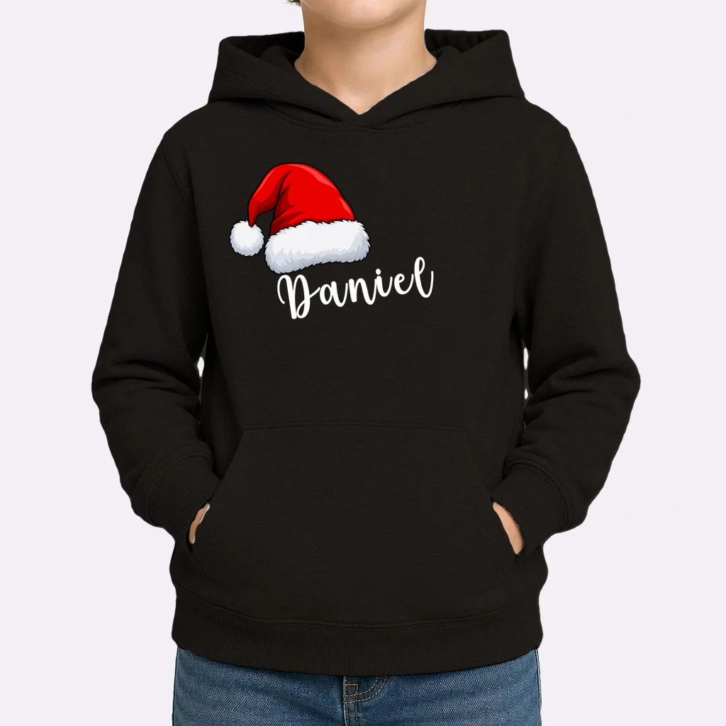 Custom Personalized Christmas Santa Hat Kids Hoodie - Front 1