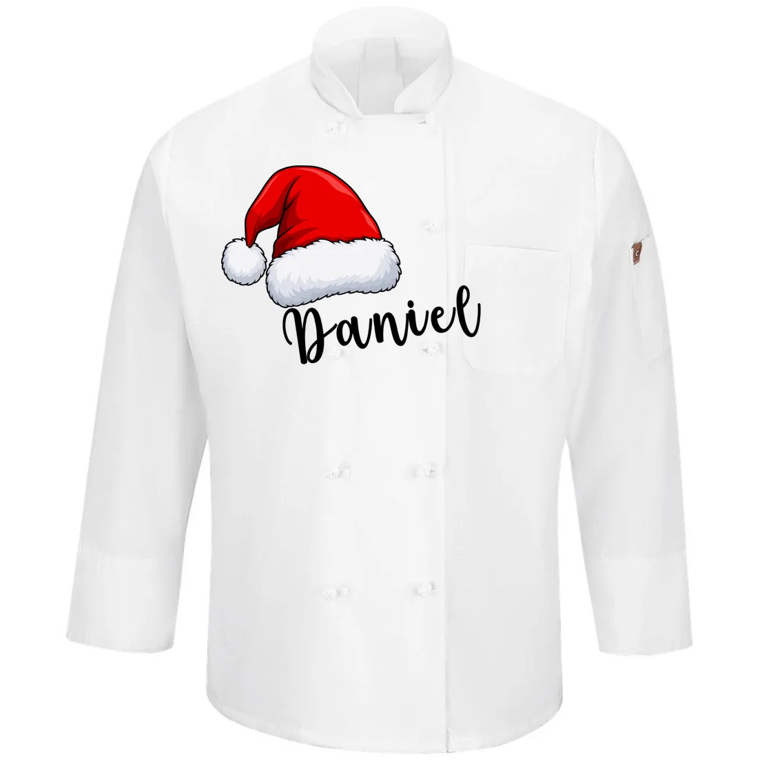 Custom Personalized Christmas Santa Hat Men's Chef Coat Front