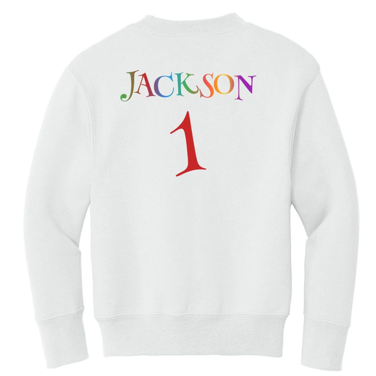 Custom Personalized Name Birthday Age Jersey Kids Sweatshirt - Back - Close-up