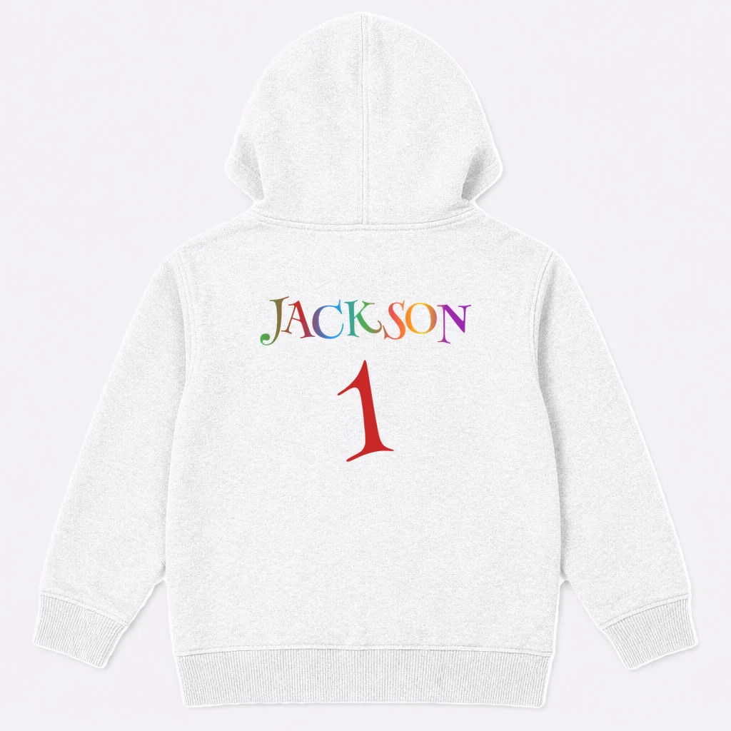 Custom Personalized Name Birthday Age Jersey Kids Hoodie - Back