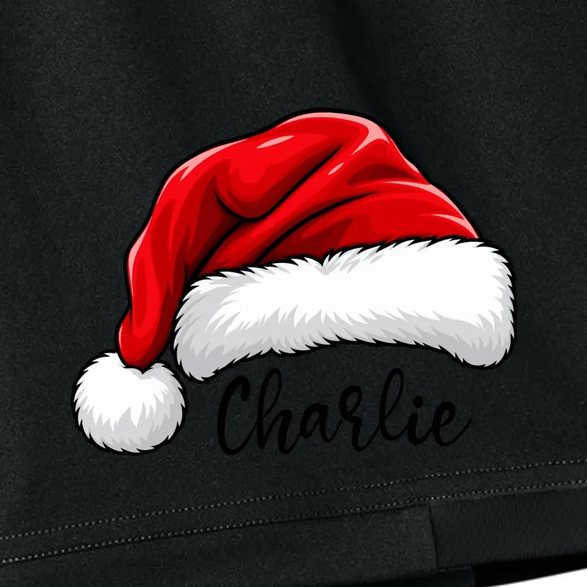 Custom Name Santa Hat Personalized Christmas Kids Shorts - Front - Close-up