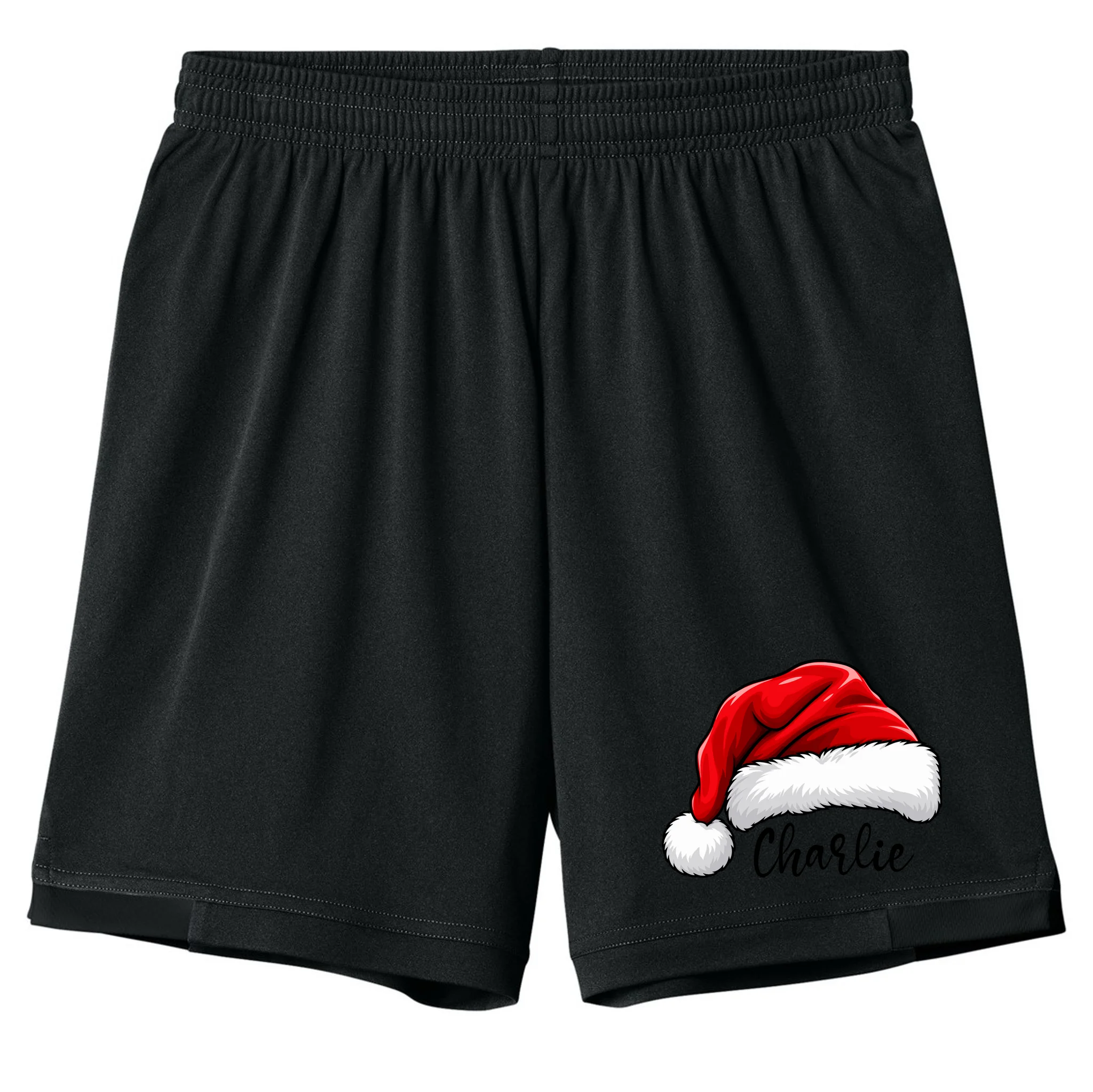 Custom Name Santa Hat Personalized Christmas Kids Shorts - Front