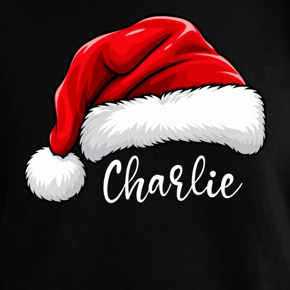 Custom Name Santa Hat Personalized Christmas T-Shirt - Front - Close-up