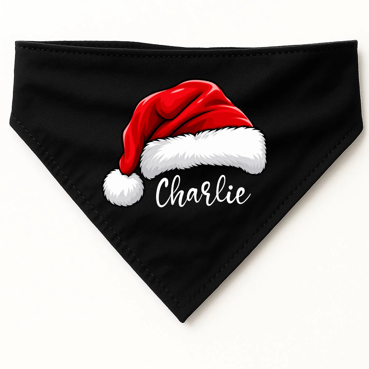Custom Name Santa Hat Personalized Christmas Dog Bandana - Front
