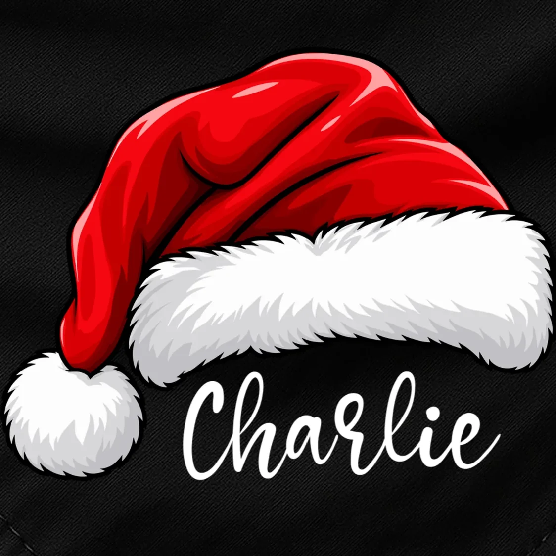 Custom Name Santa Hat Personalized Christmas Dog Bandana - Front - Close-up