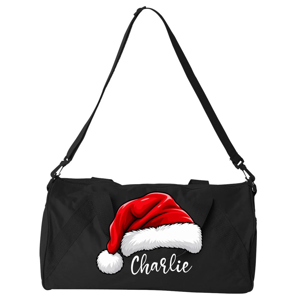 Custom Name Santa Hat Personalized Christmas Duffel Bag - Front