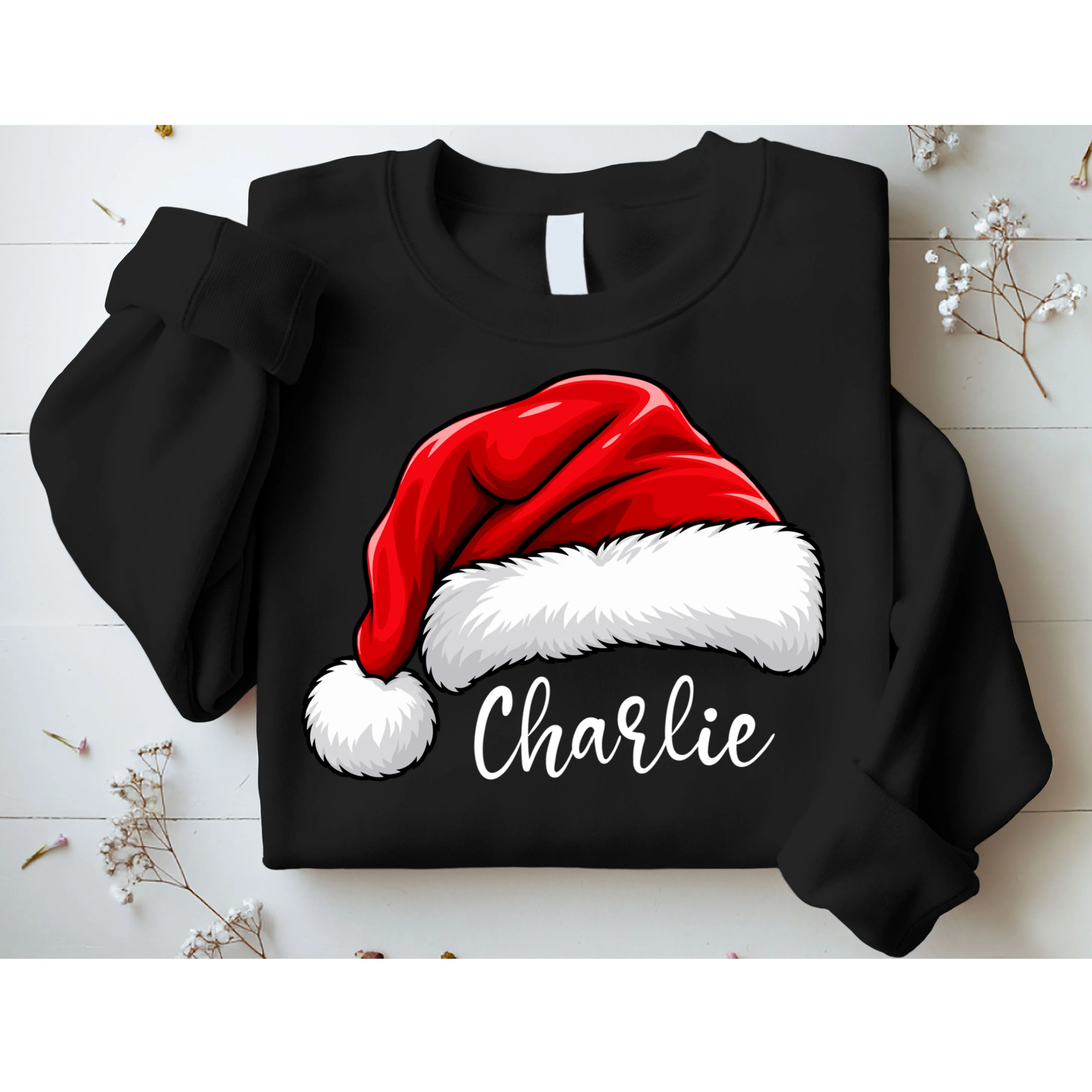 Custom Name Santa Hat Personalized Christmas Sweatshirt - Front 1