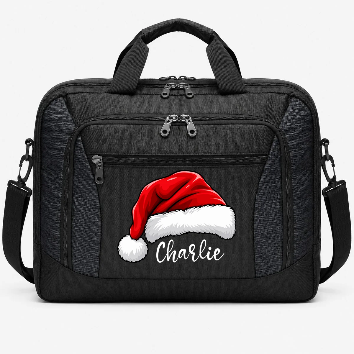Custom Name Santa Hat Personalized Christmas Briefcase Front