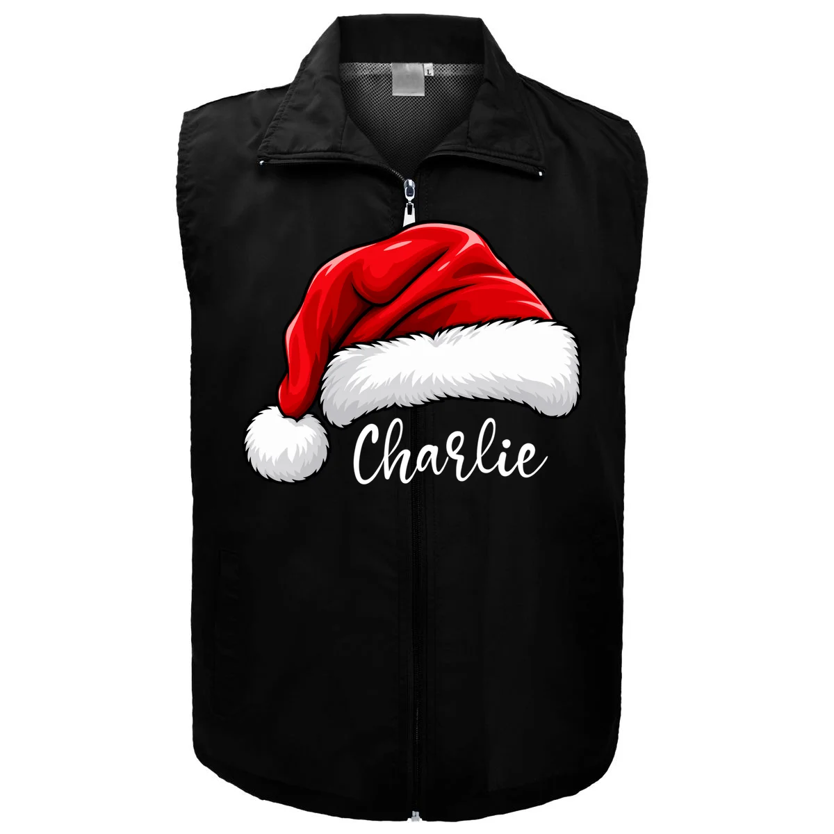 Custom Name Santa Hat Personalized Christmas Men's Vest - Front