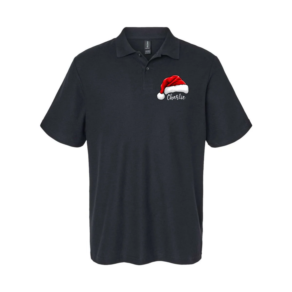 Custom Name Santa Hat Personalized Christmas Men's Polo - Front