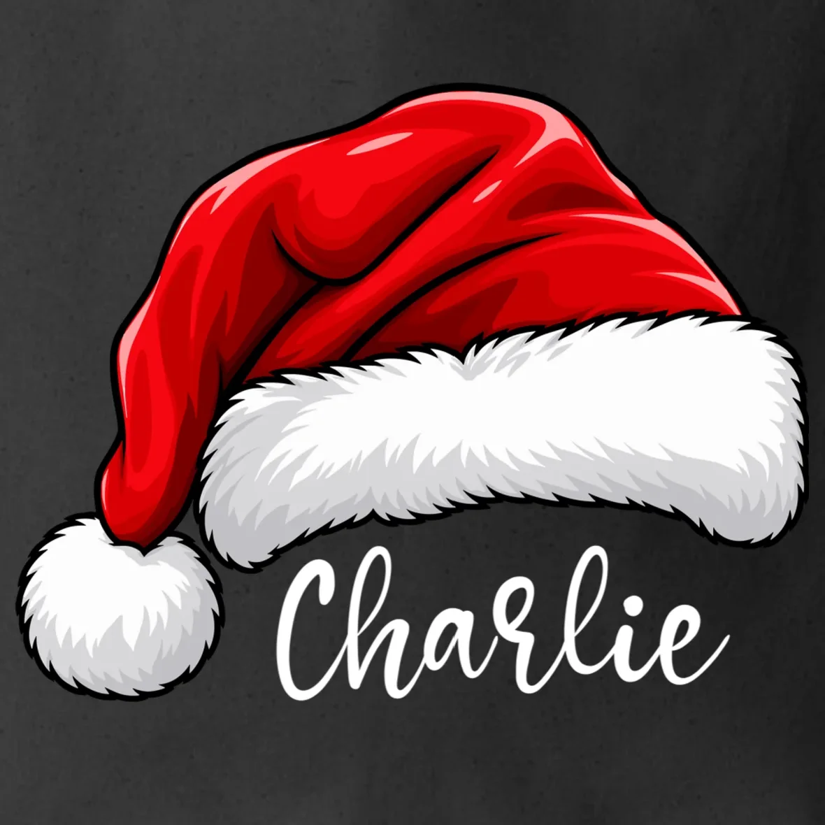 Custom Name Santa Hat Personalized Christmas Tote Bag - Front - Close-up