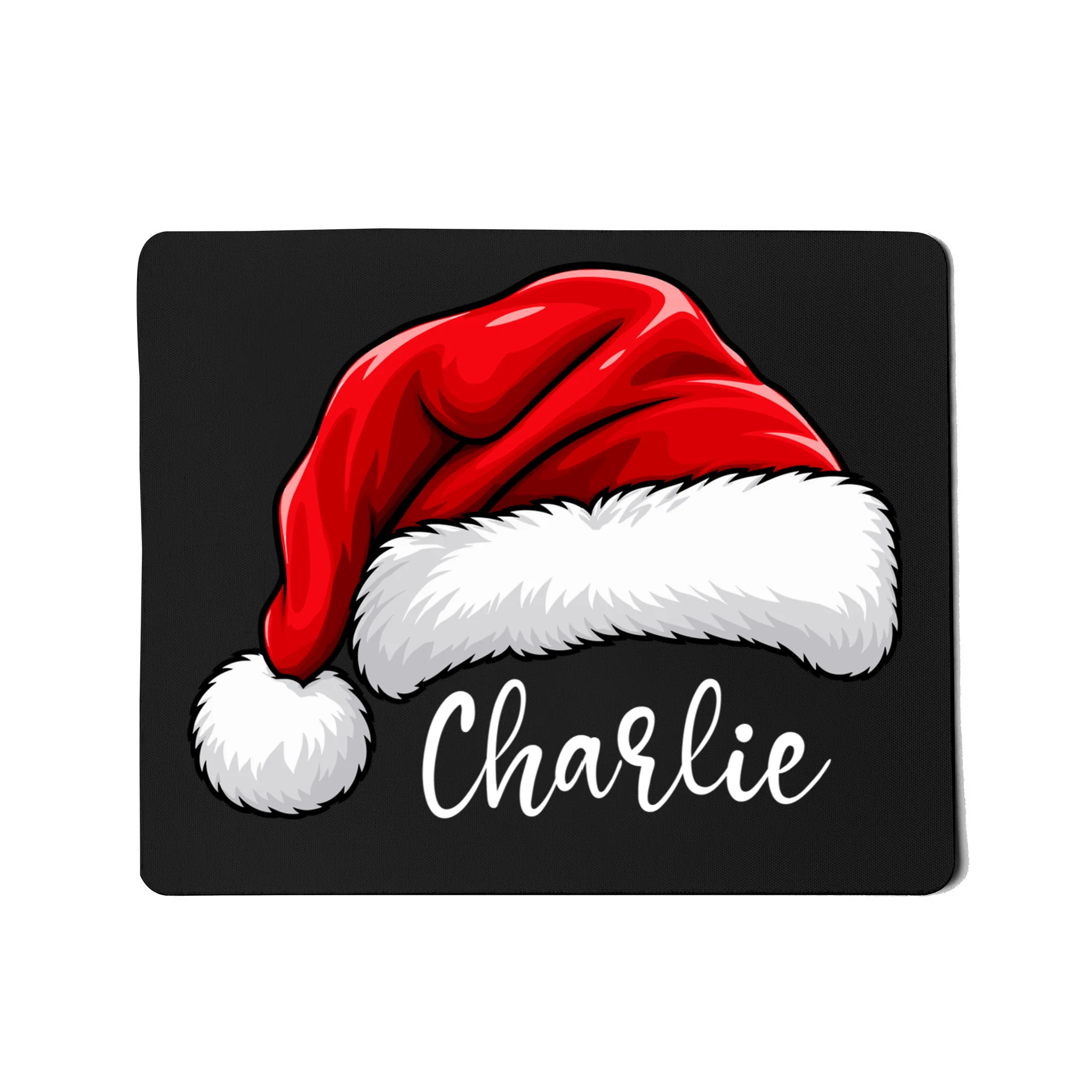 Custom Name Santa Hat Personalized Christmas Mouse Pad - Front