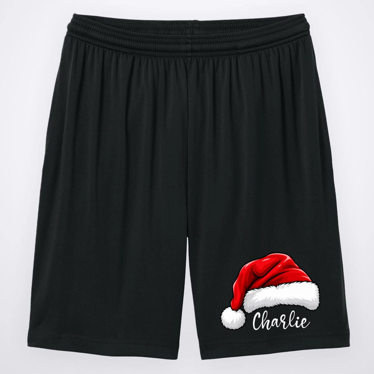 Custom Name Santa Hat Personalized Christmas Men's Shorts - Front