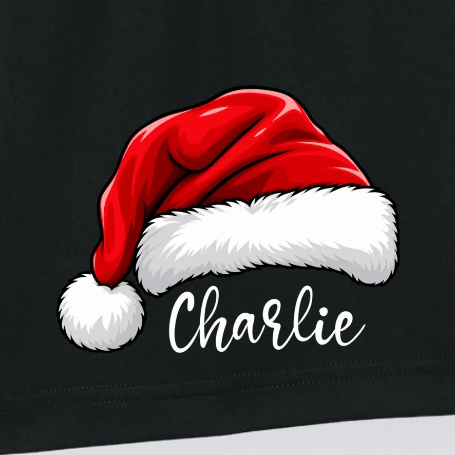 Custom Name Santa Hat Personalized Christmas Men's Shorts - Front - Close-up