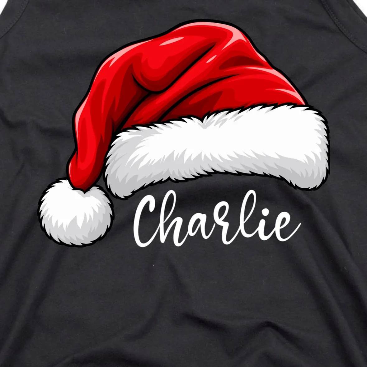 Custom Name Santa Hat Personalized Christmas Tank Top - Front - Close-up