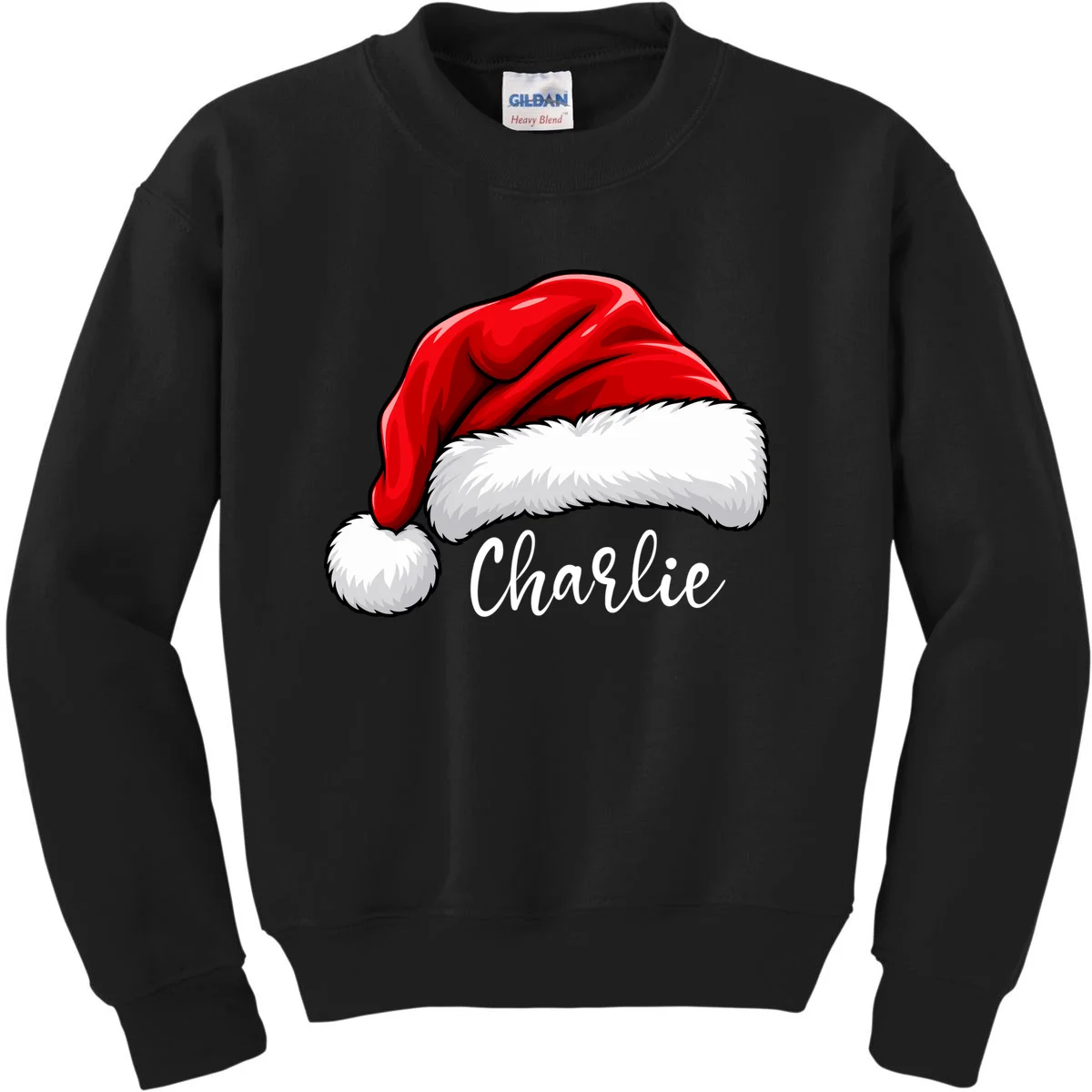 Custom Name Santa Hat Personalized Christmas Kids Sweatshirt - Front