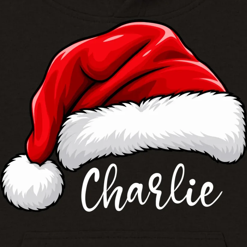 Custom Name Santa Hat Personalized Christmas Kids Hoodie - Front - Close-up