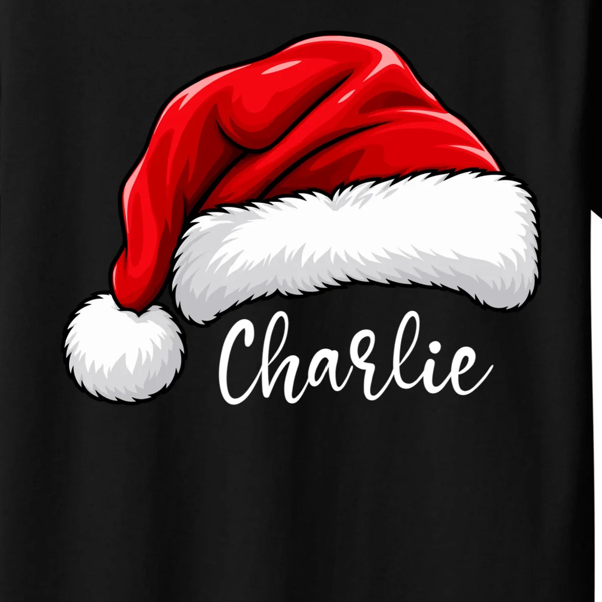 Custom Name Santa Hat Personalized Christmas Kids T-Shirt - Front - Close-up