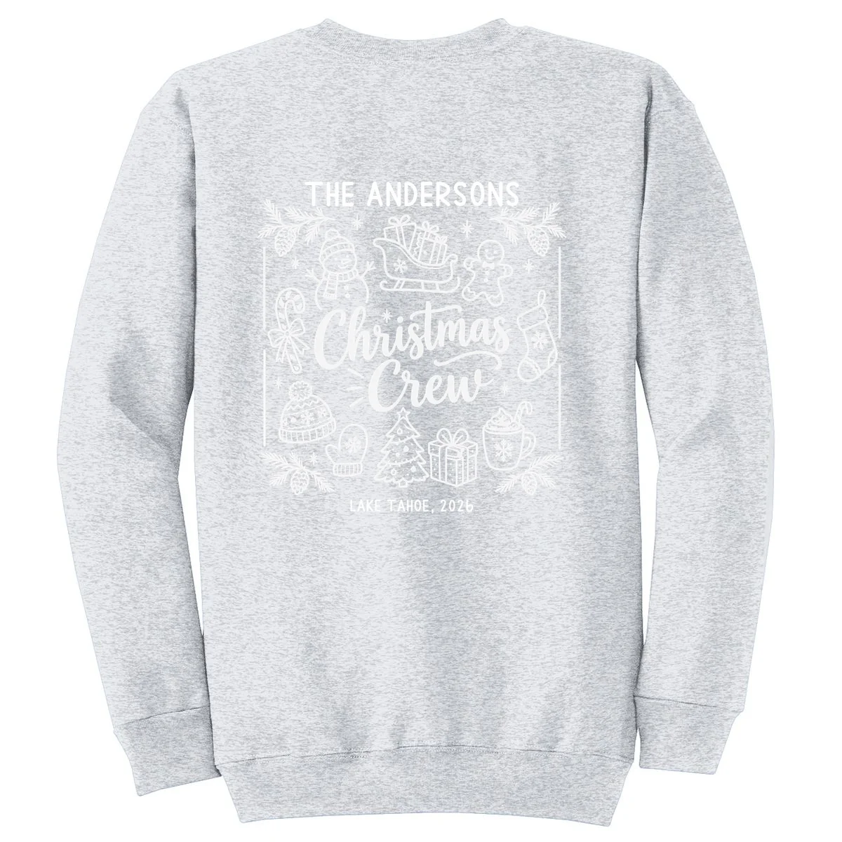 Christmas Family Matching Name Custom Gift - Minimalist Christmas Design Men's Sweatshirt - Back - Close-up