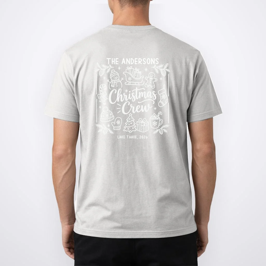 Christmas Family Matching Name Custom Gift - Minimalist Christmas Design Men's T-Shirt - Back 1
